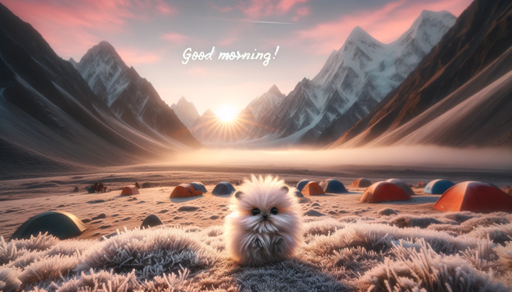 an early morning Karakorum mountain base camp scene