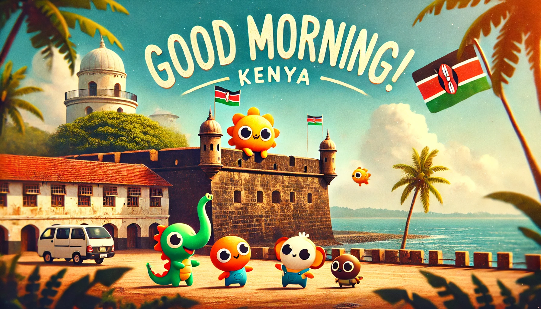 a morning scene at Fort Jesus, Kenya