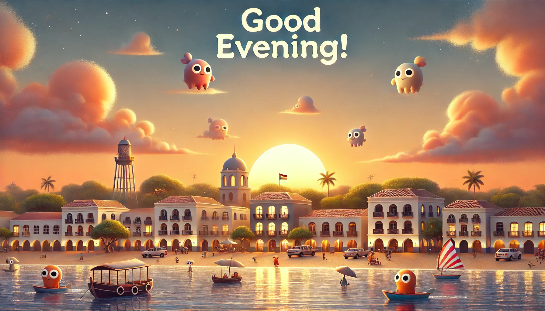 an evening scene at Island of Saint-Louis, Senegal