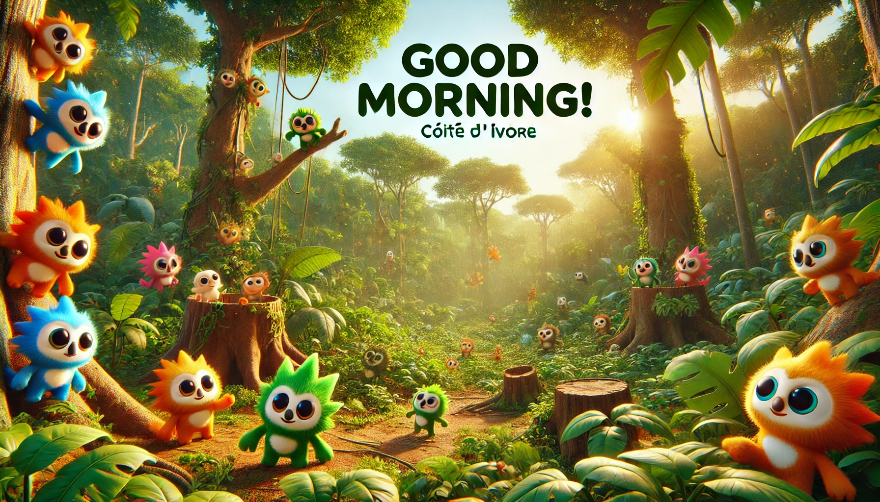 a morning scene at Taï National Park, Côte d'Ivoire