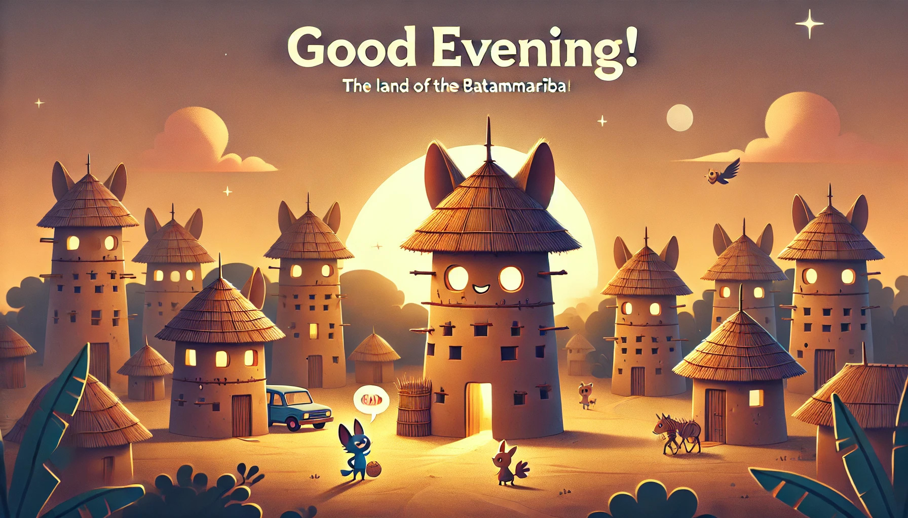 an evening scene at Koutammakou, the Land of the Batammariba, Togo