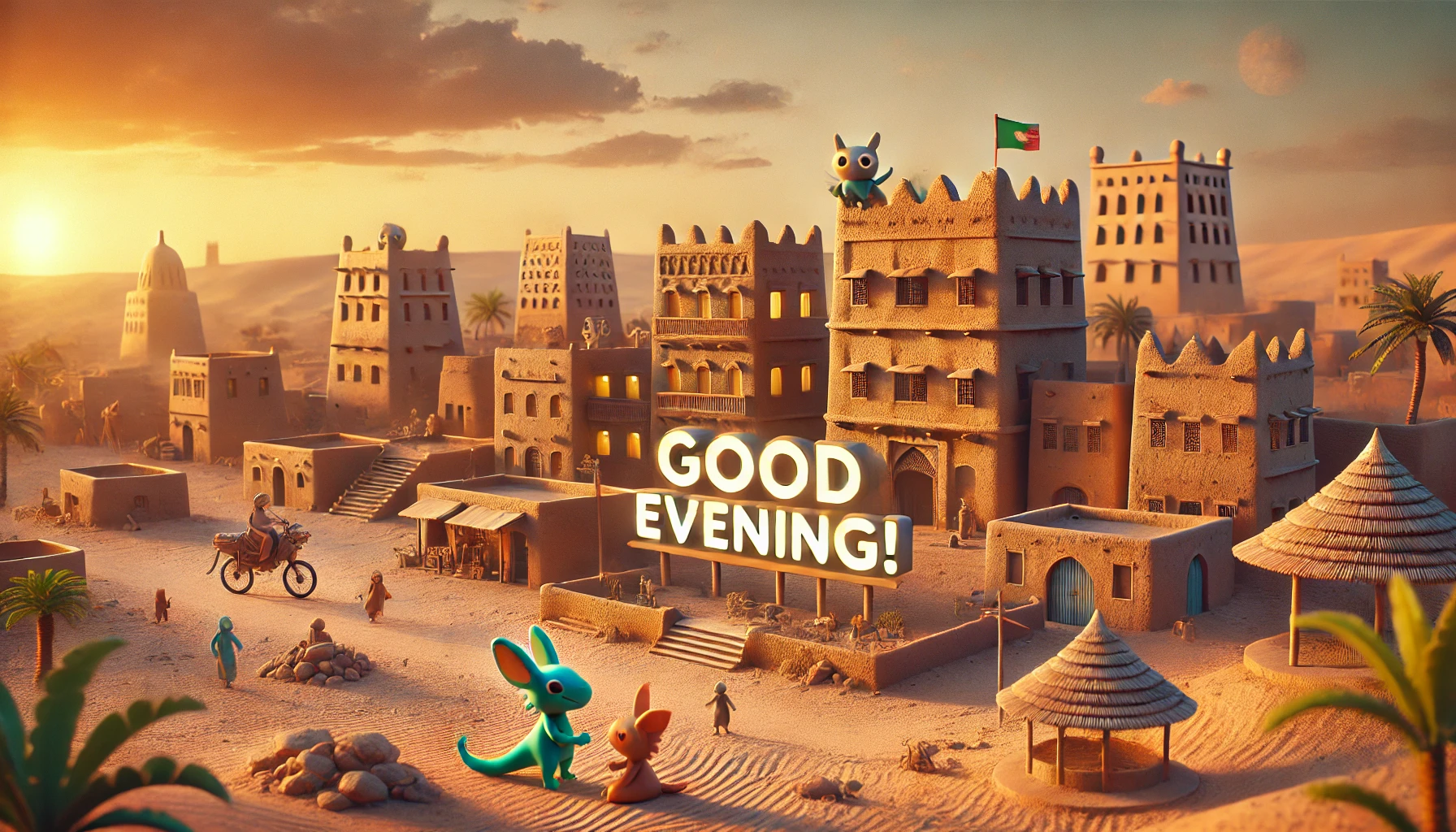 an evening scene at Timbuktu, Mali