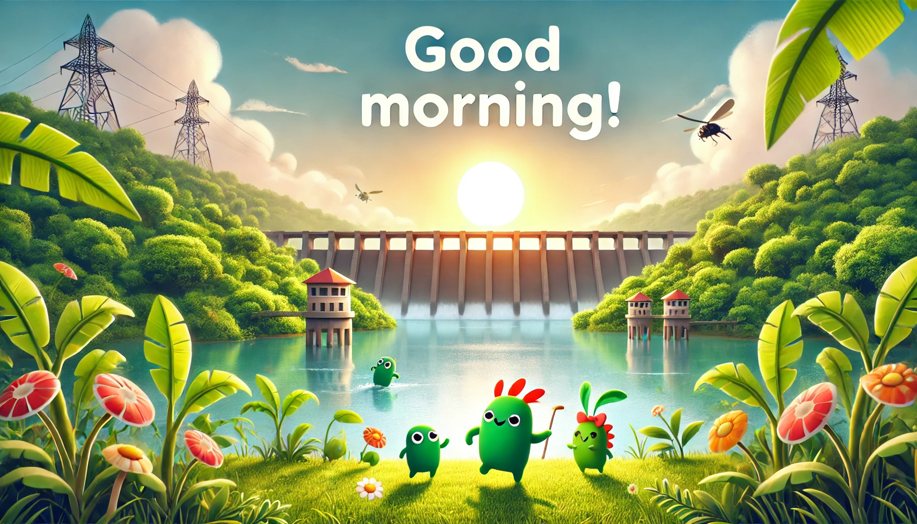 a morning scene at Akosombo Dam, Ghana