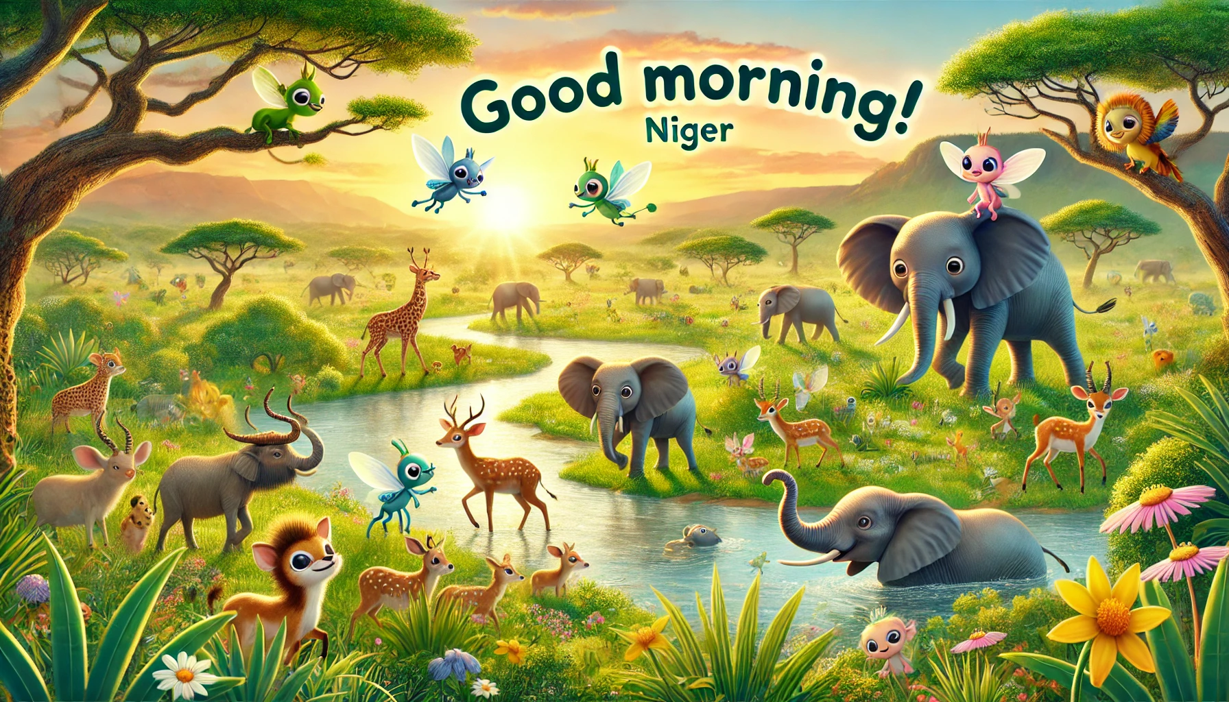 a morning scene of W National Park, Niger