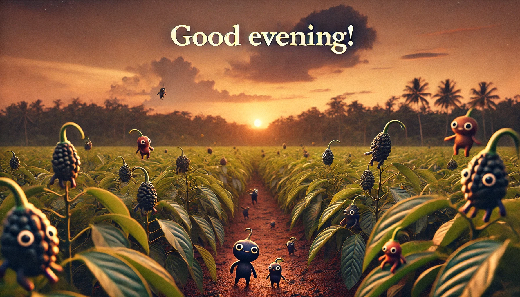 an evening scene at at the black pepper field, Liberia