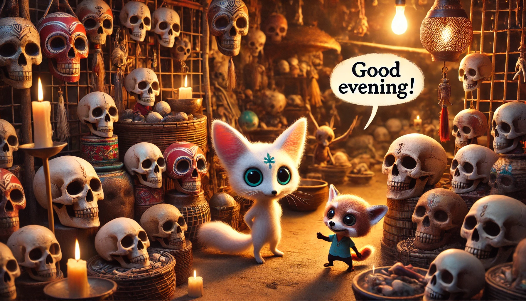 an evening scene at the voodoo market with kulls in the Grand Marche of Lome, Togo