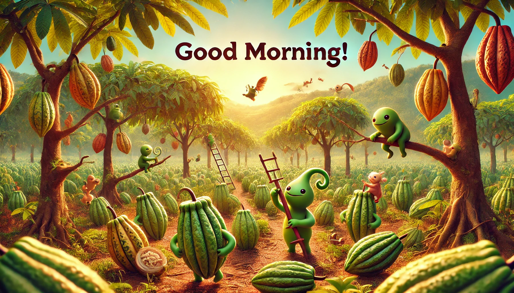 a morning scene of cacao fields, Ghana