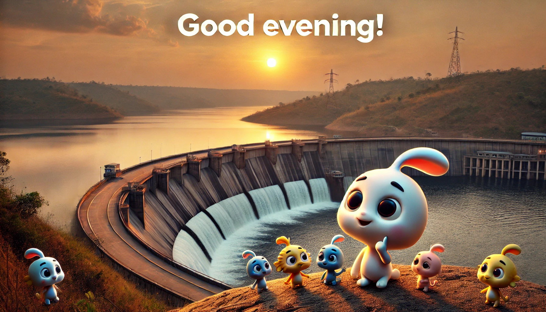 an evening scene at Akosombo Dam, Ghana