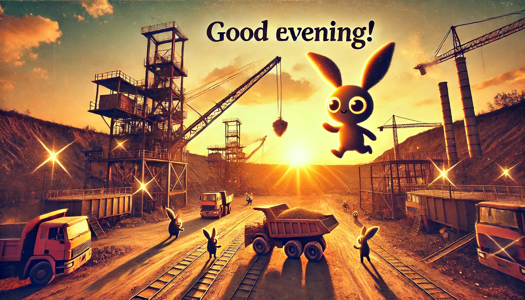 an evening scene of a gold mine, Burkina Faso