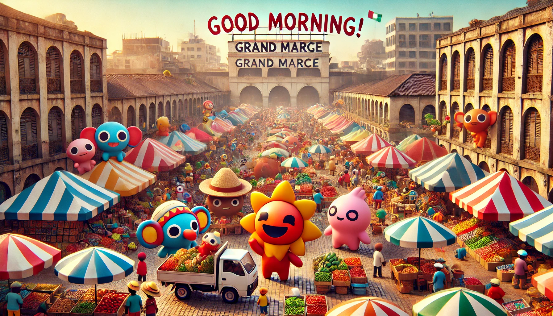 a morning scene at the Grand Marche of Lome, Togo