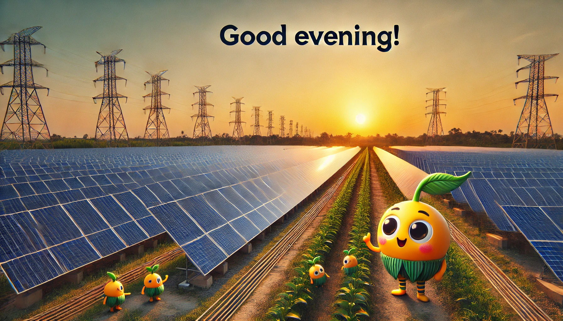 an evening scene at the solar power plant in Boundiali, Côte d'Ivoire