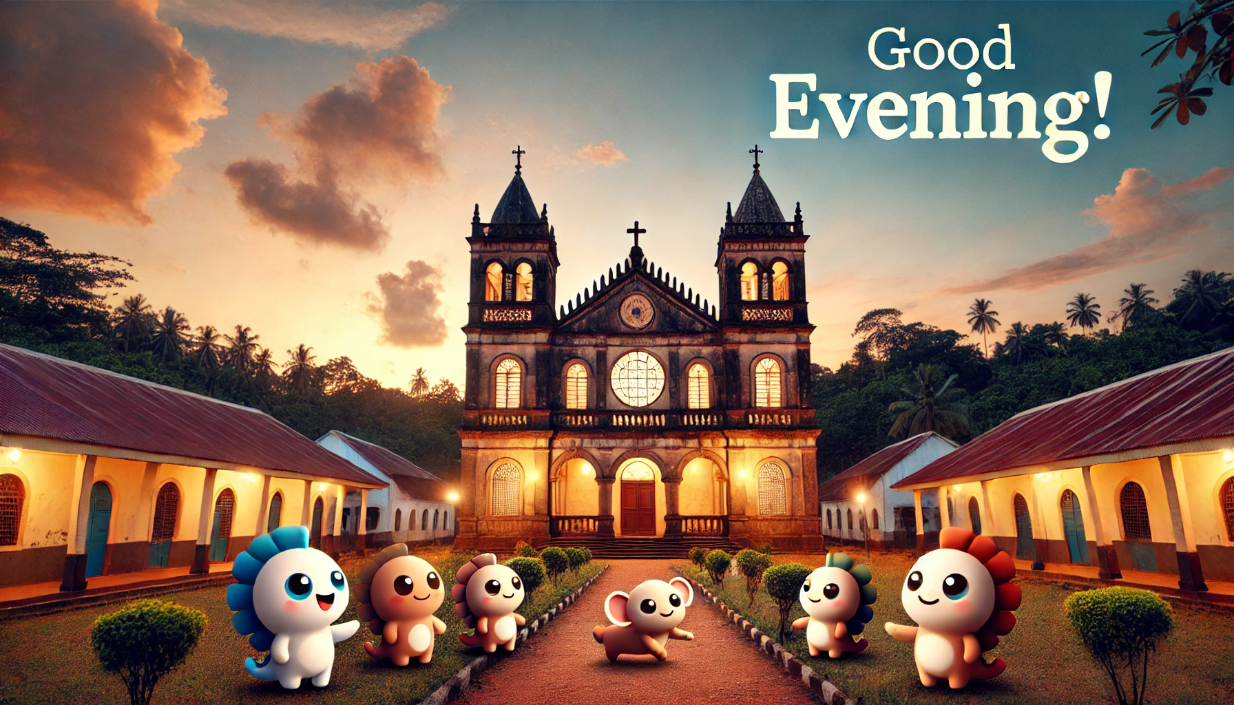 an evening scene at St. John's Maroon Church in Maroon Town, a district of Freetown, Sierra Leone