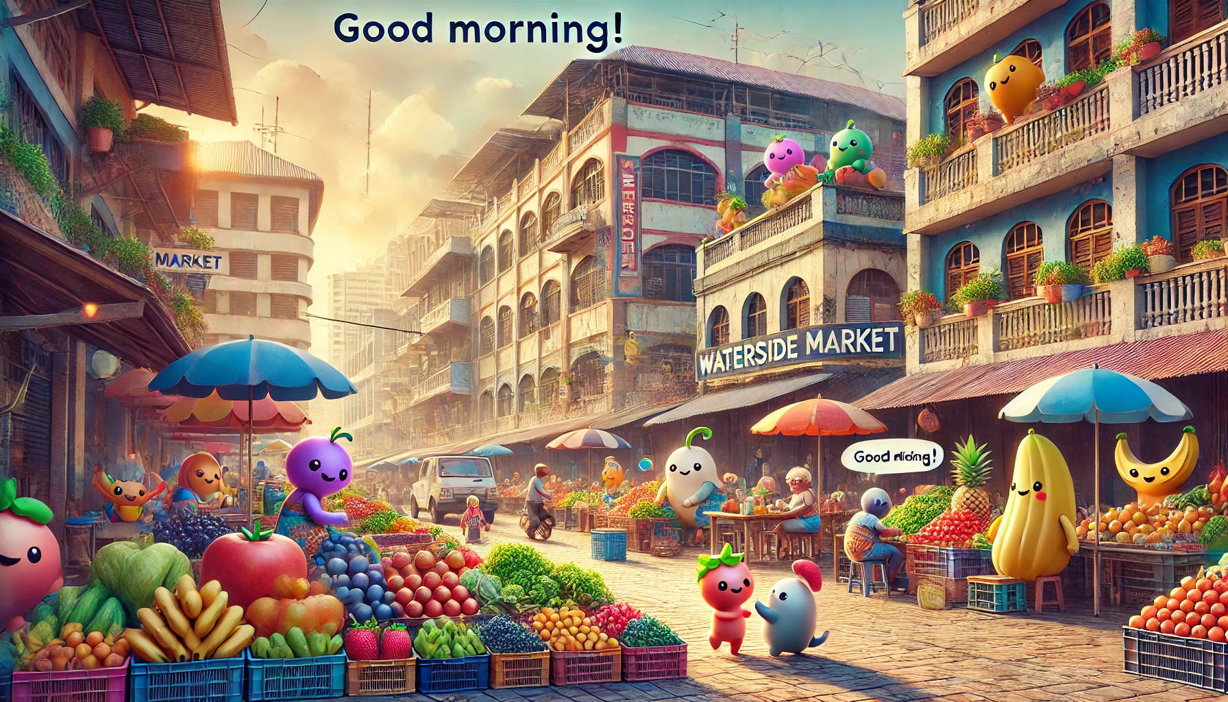 a morning scene at Waterside Market in downtown Monrovia, Liberia