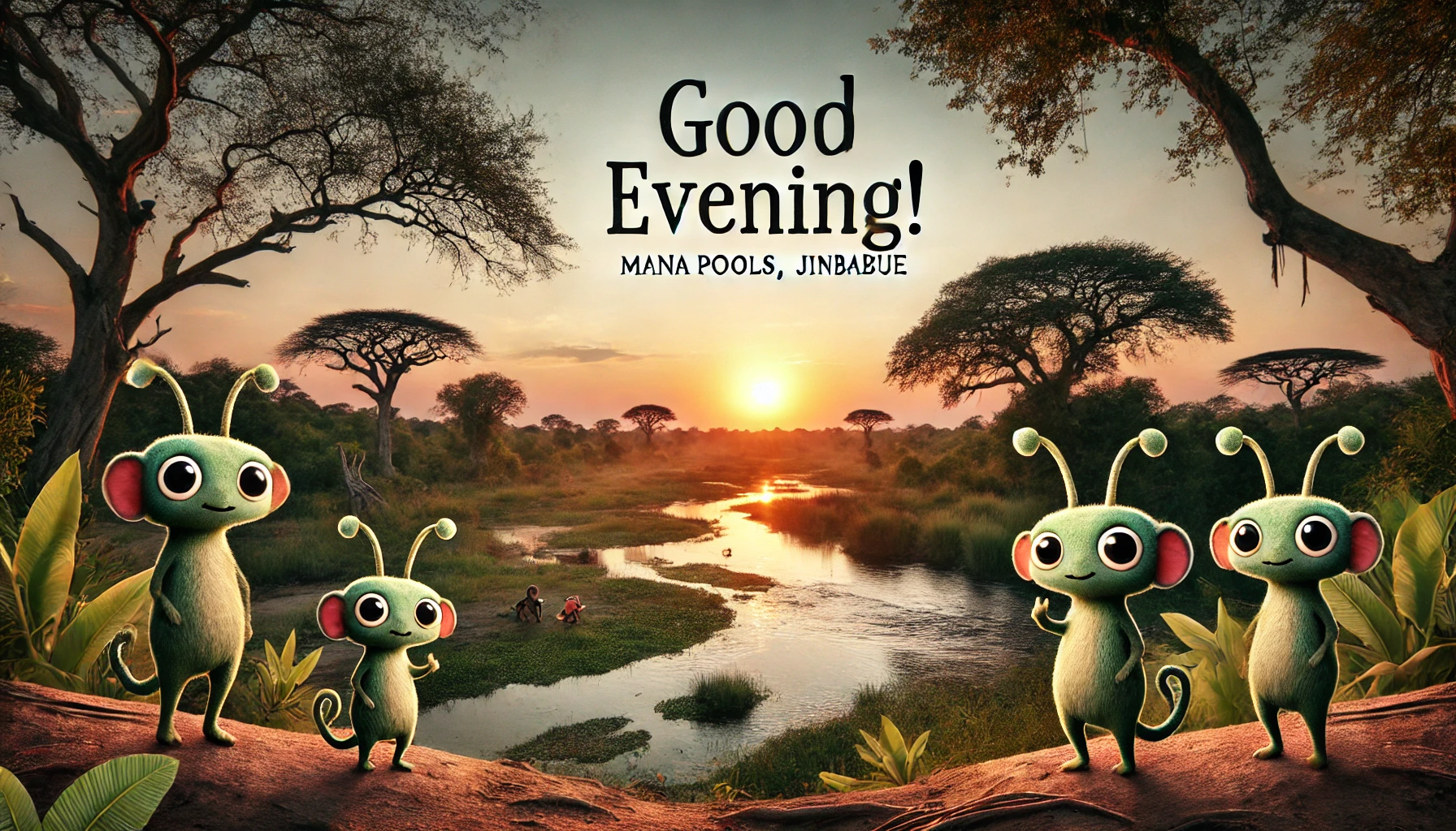 an evening scene at Mana Pools National Park, Jinbabue