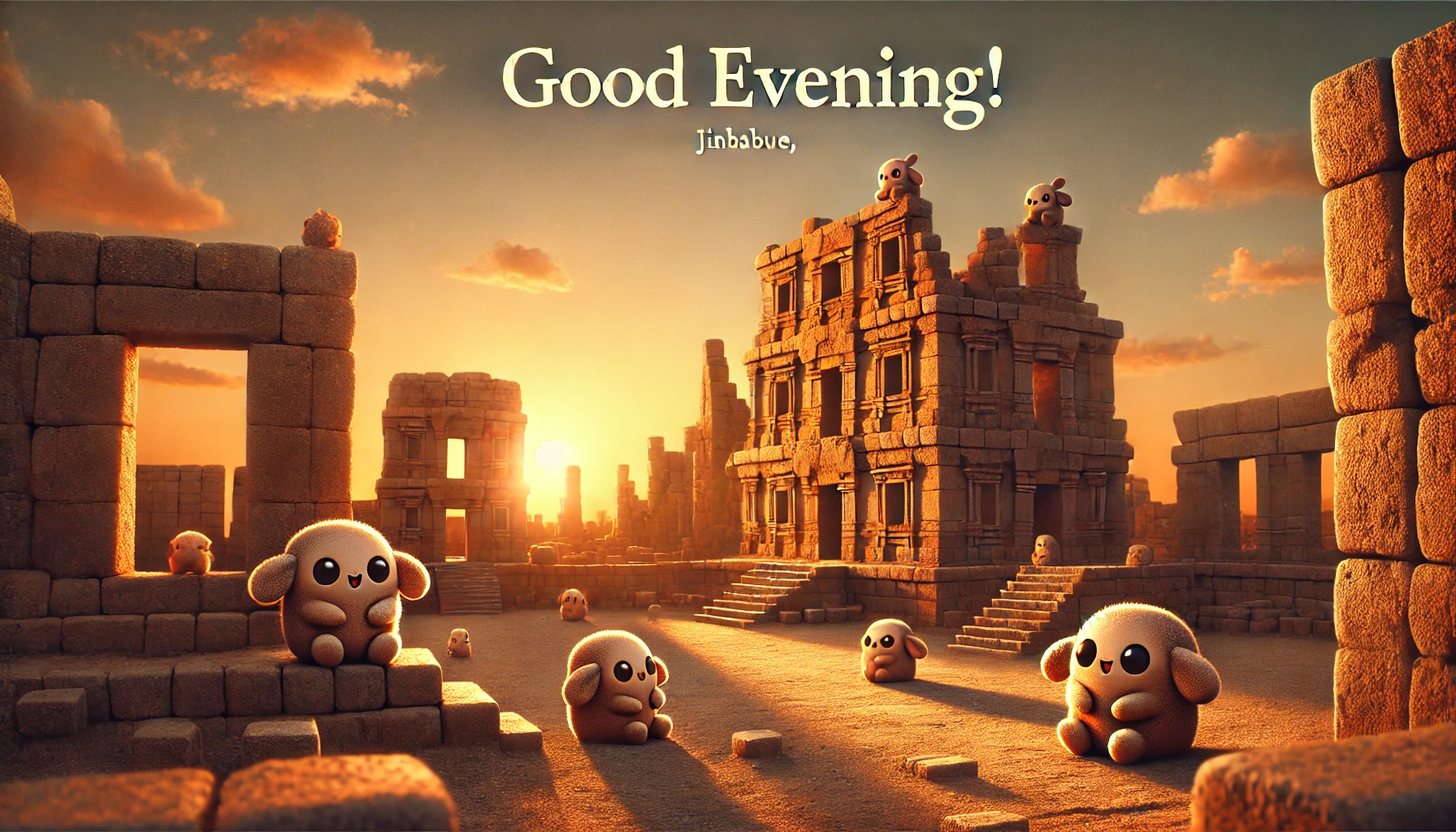 an evening scene at Khami Ruins National Monument, Jinbabue