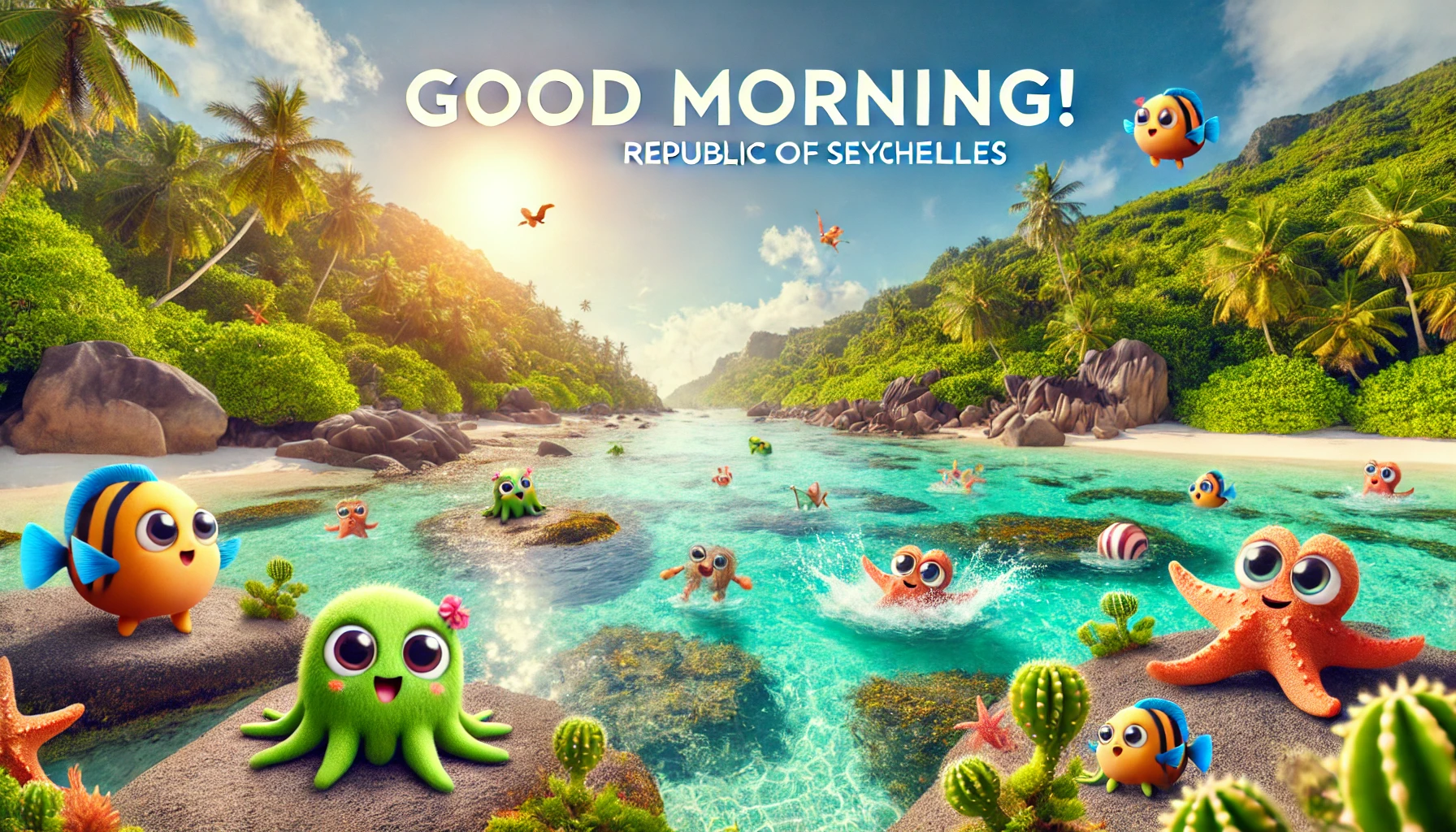 a morning scene at Aldabra Atoll, Republic of Seychelles