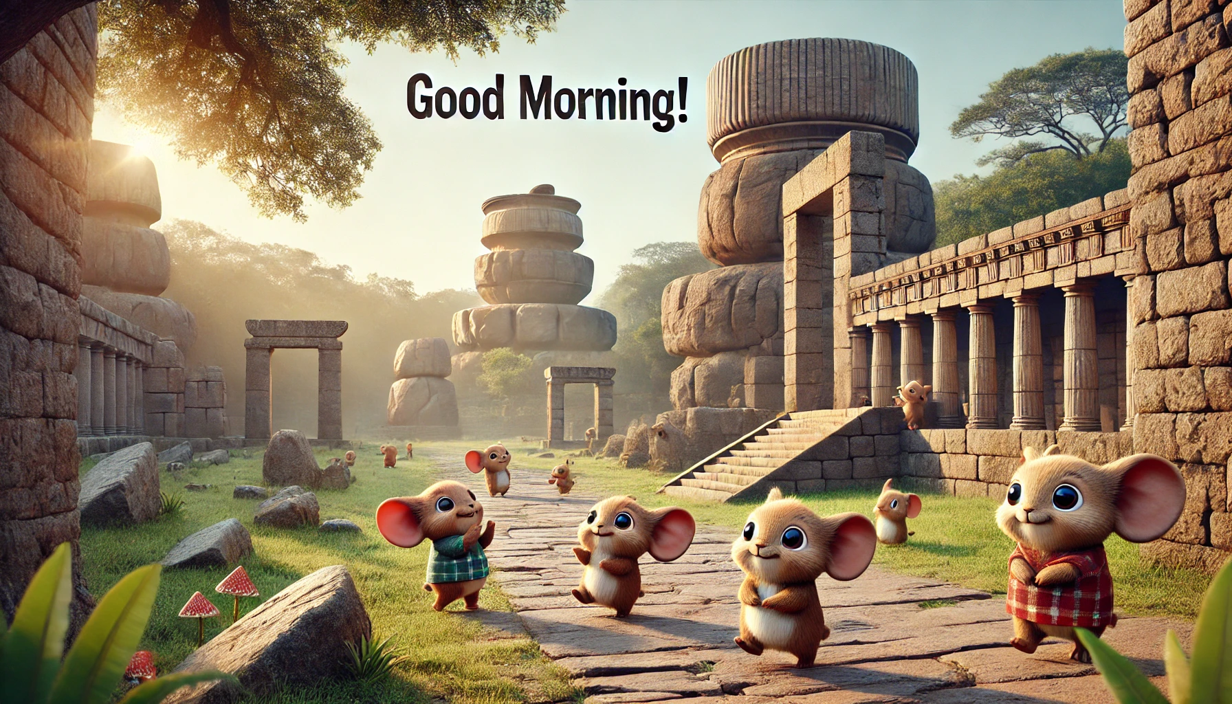 a morning scene at Great Zimbabwe National Monument, Jinbabue