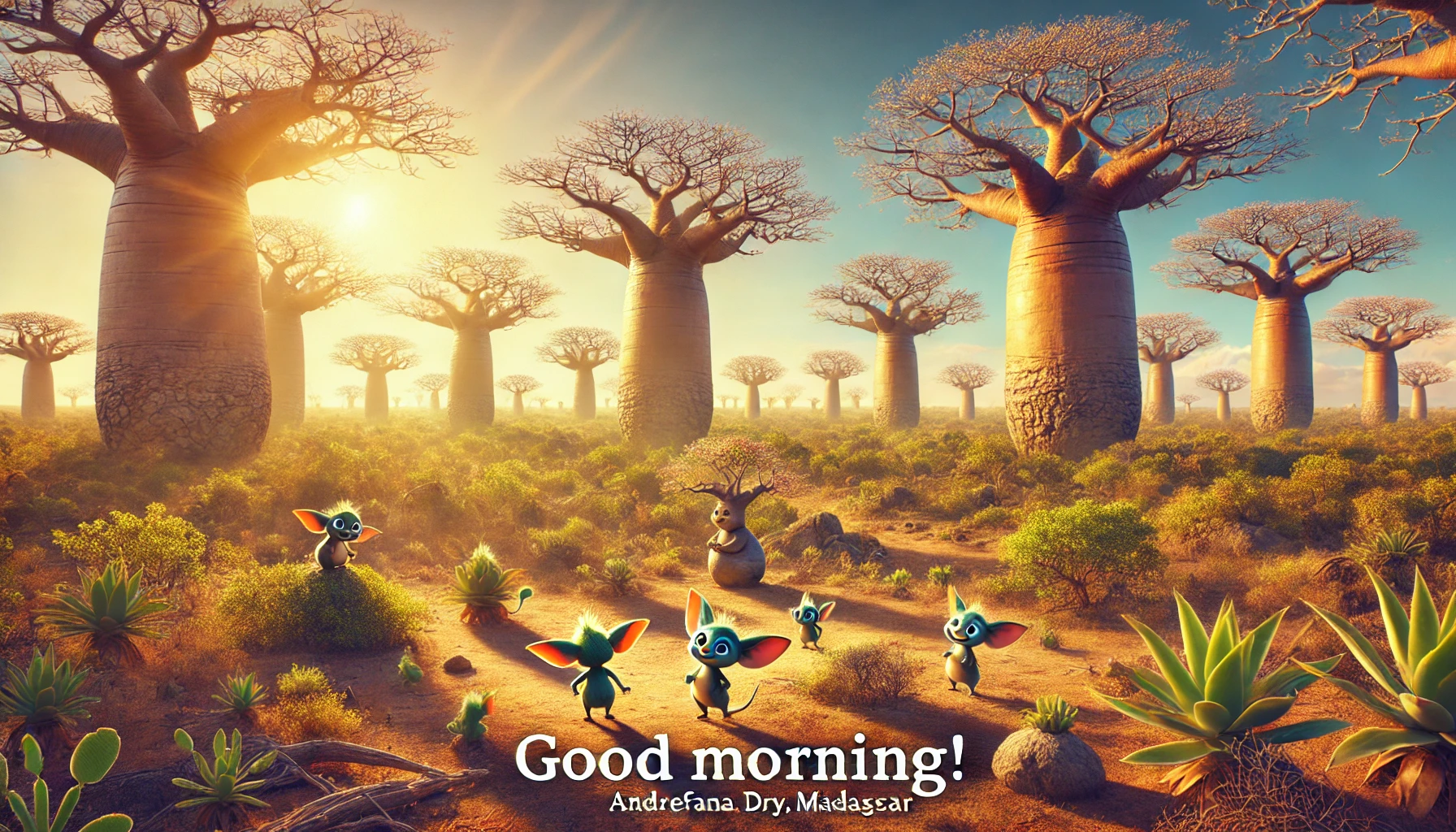 a morning scene at Andrefana Dry Forests, Madagascar