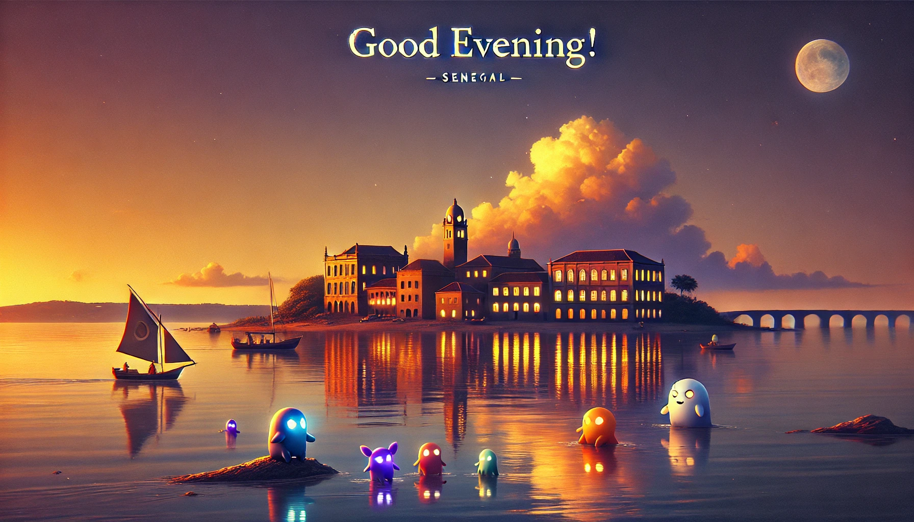 an evening scene at Island of Gorée, Senegal