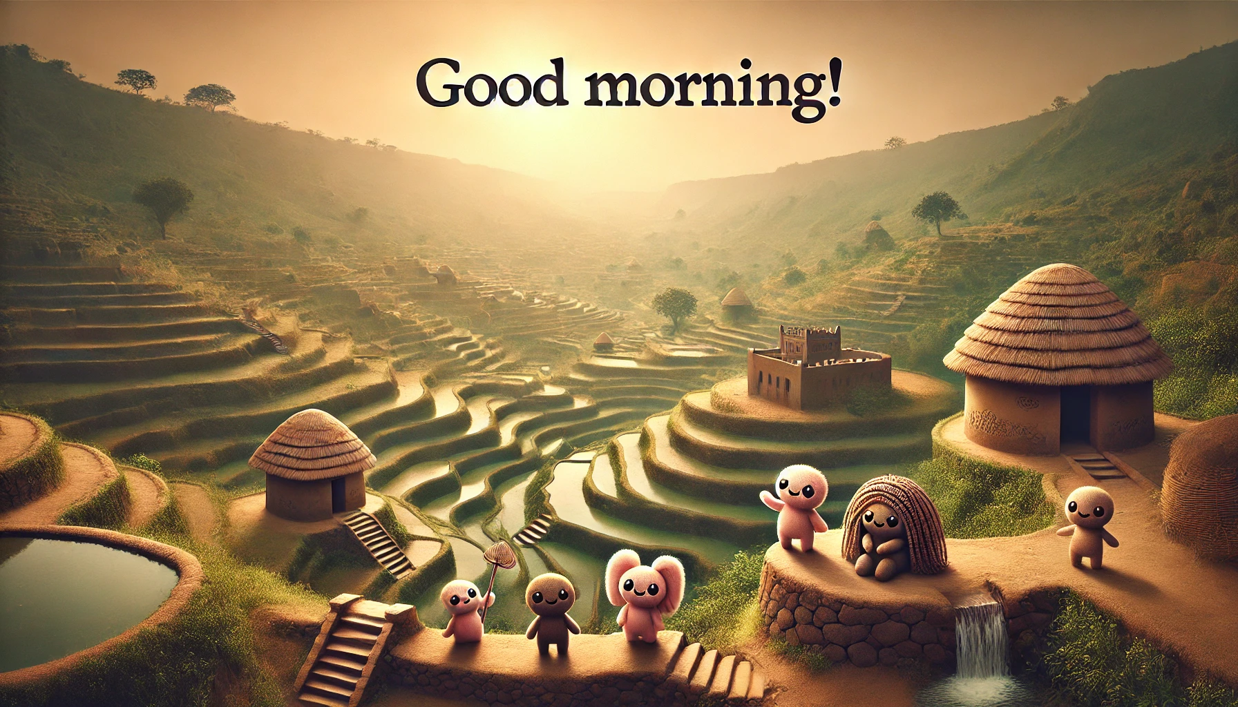 a morning scene at Sukur Cultural Landscape, Nigeria