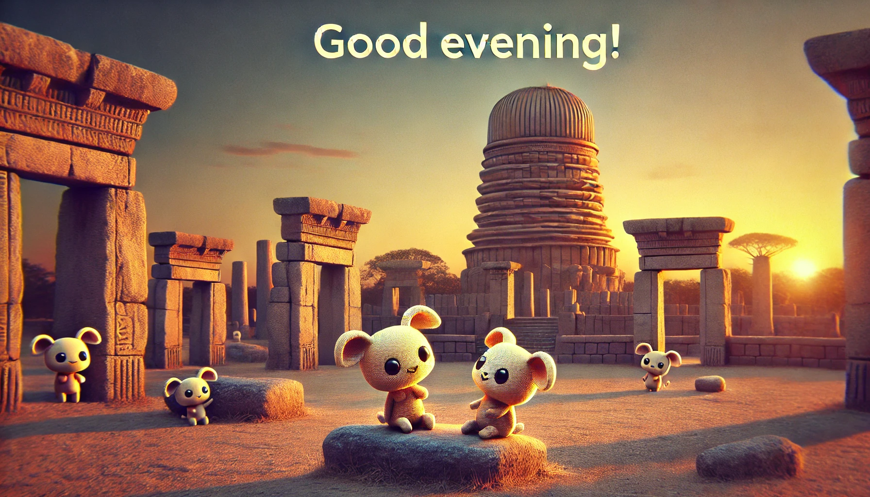 an evening scene at Great Zimbabwe National Monument, Jinbabue