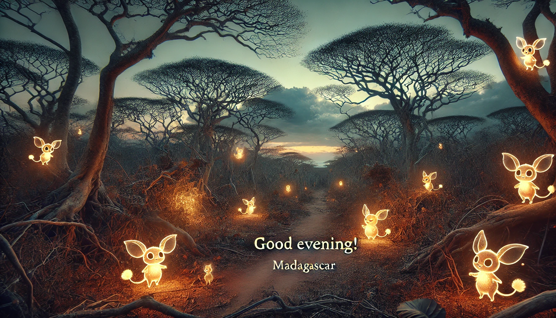 an evening scene at Andrefana Dry Forests, Madagascar