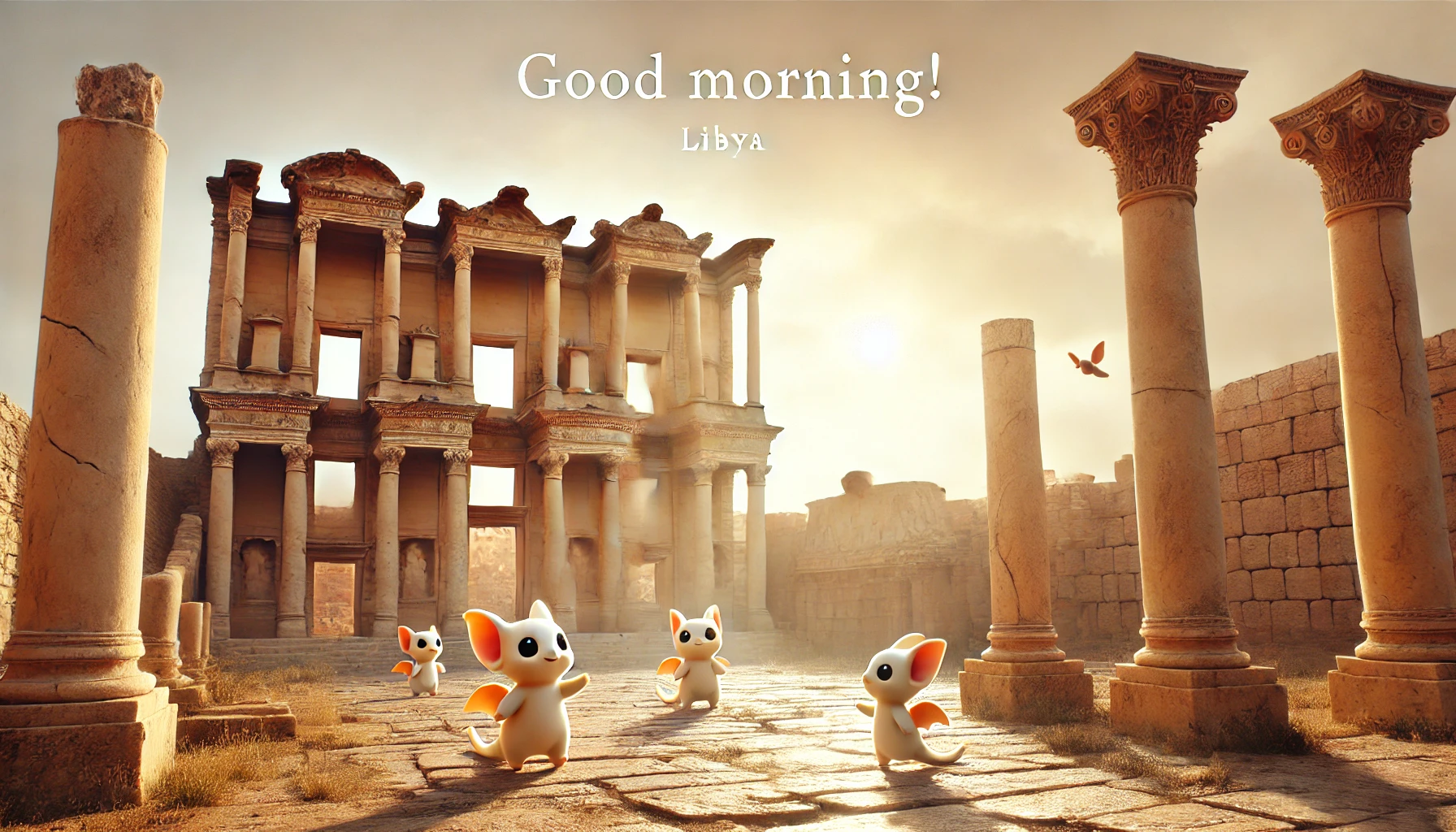a morning scene at Archaeological Site of Sabratha, Libya