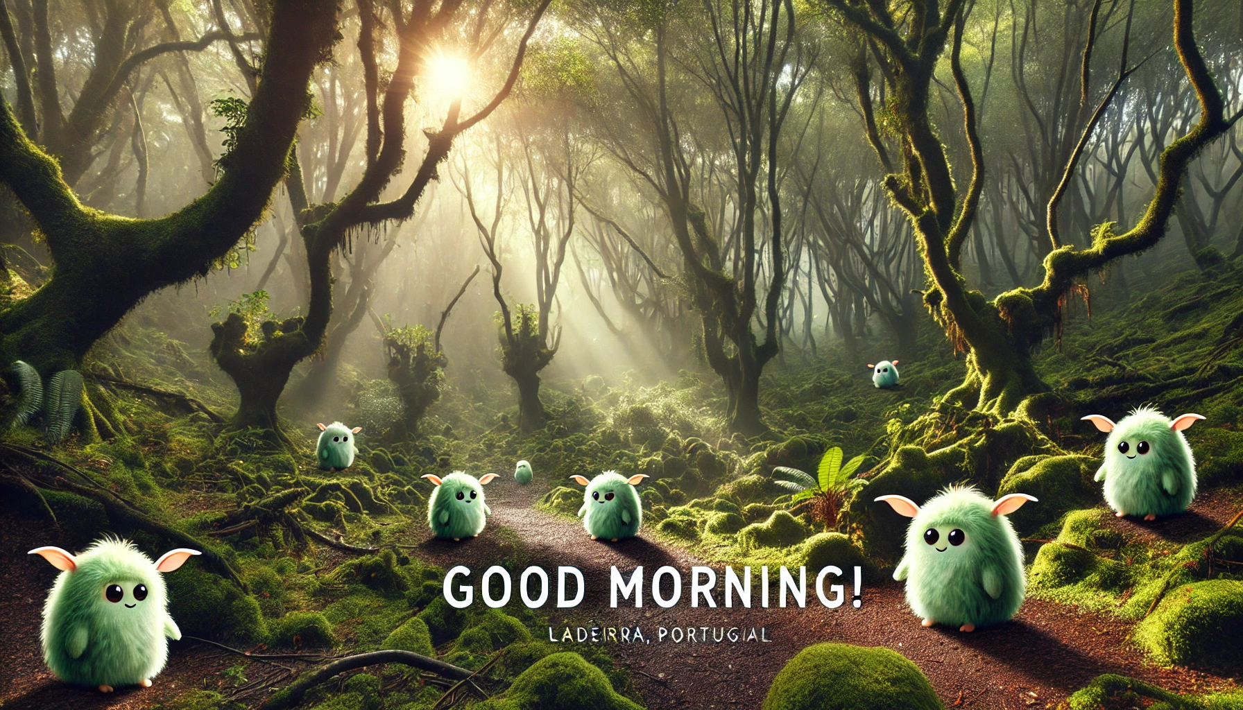 a morning scene at Laurisilva of Madeira, Portugal