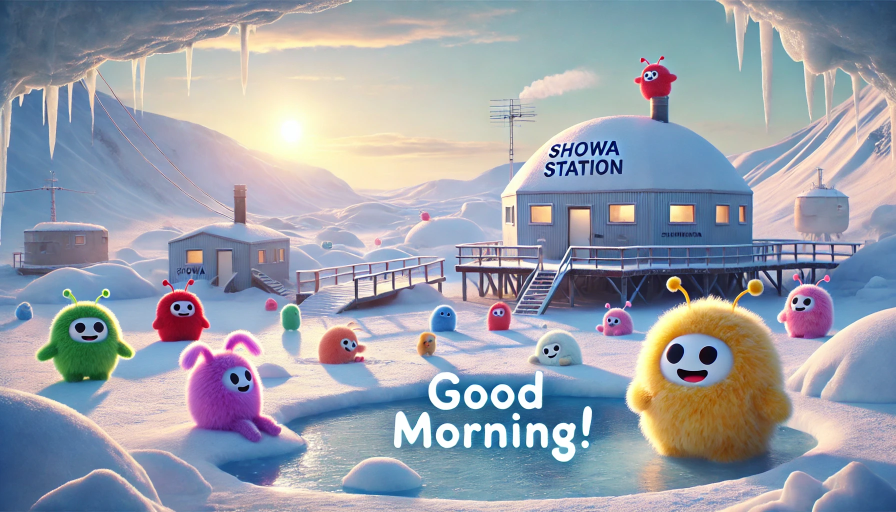 a morning scene at Showa Station, Antarctic