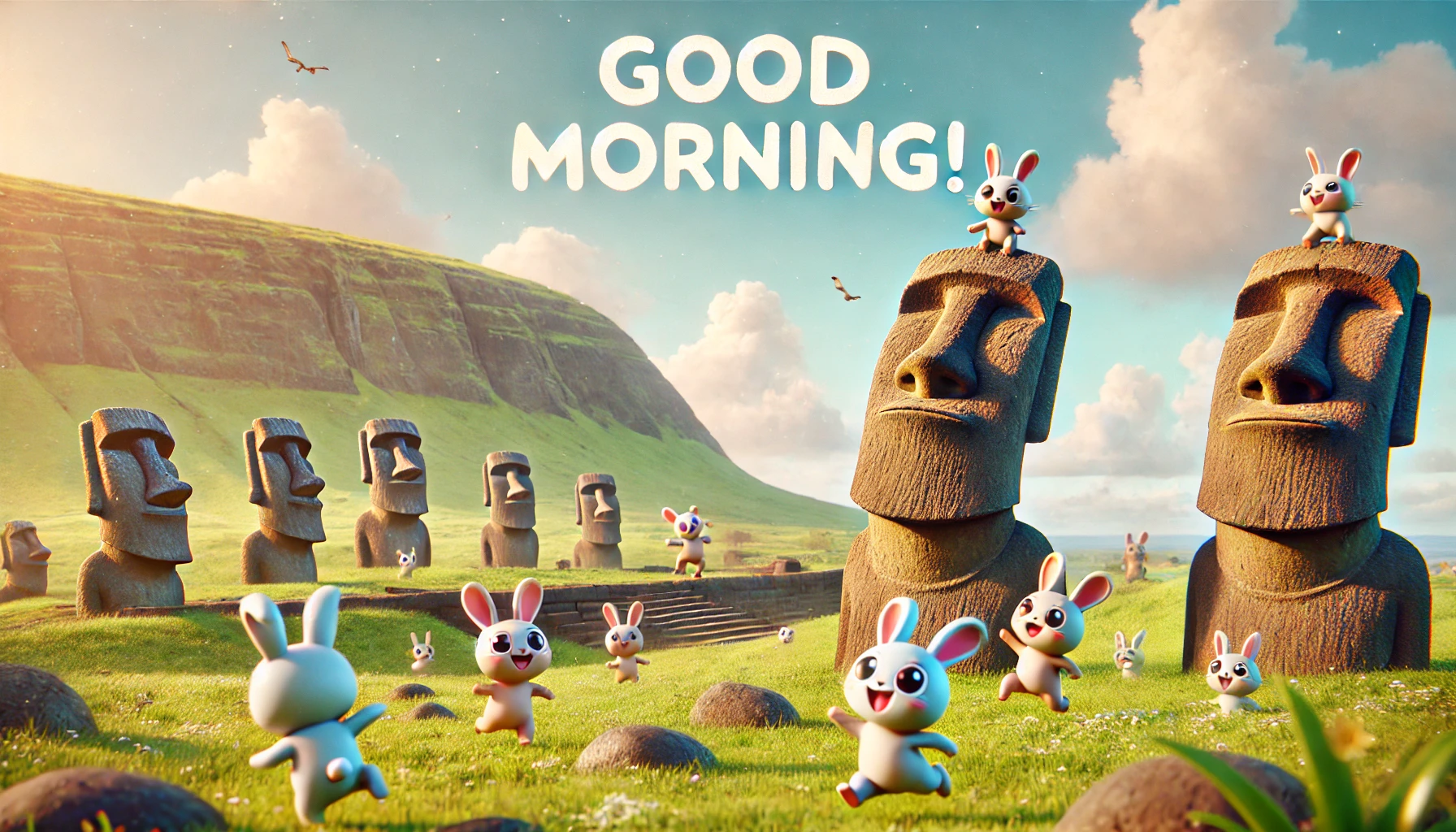 a morning scene at Rapa Nui National Park, Chile