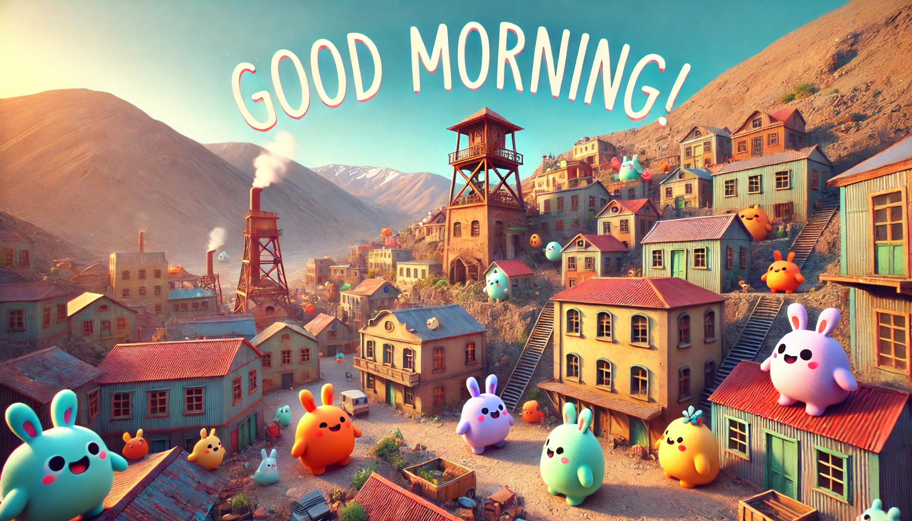 a morning scene at Sewell Mining Town, Chile