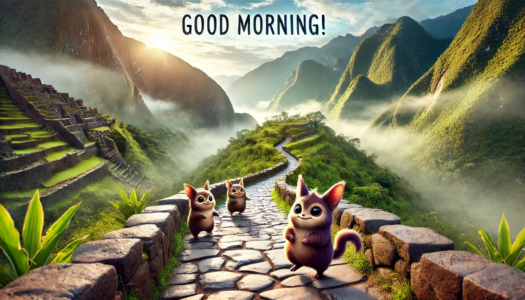 a morning scene at Inca　Trail, Peru