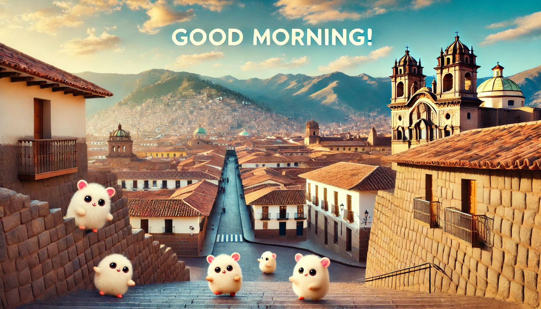 a morning scene at City of Cuzco, Peru