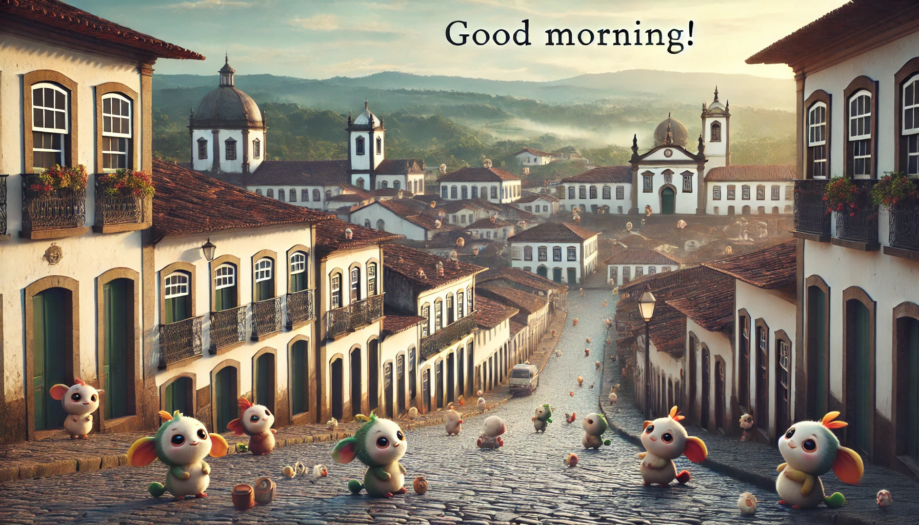 a morning scene at Historic Town of Ouro Preto, Brazil