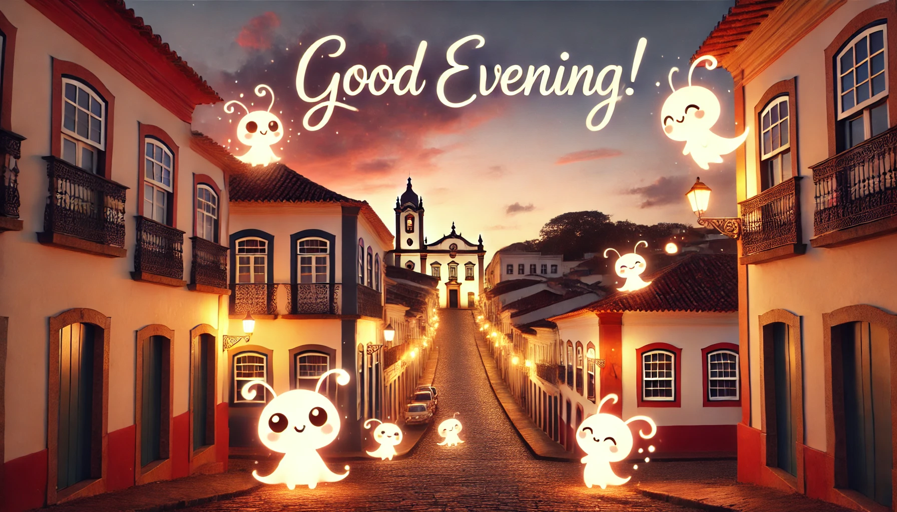 an evening scene at Historic Centre of the Town of Olinda, Brazil