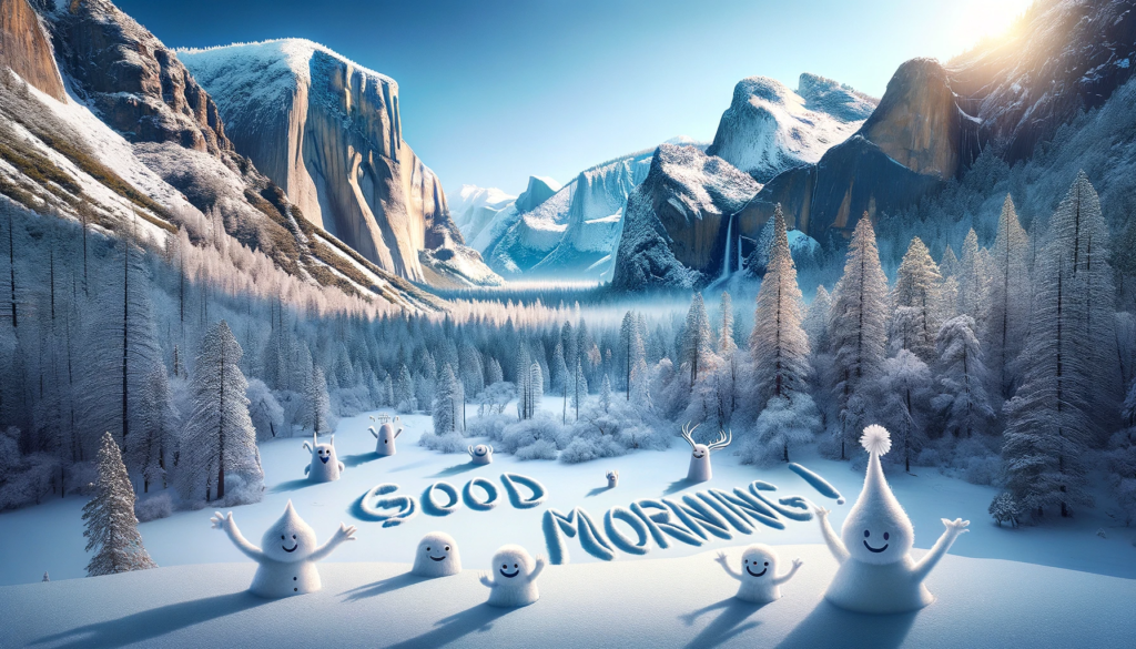 an image of the beautiful winter morning landscape of Yosemite Valley