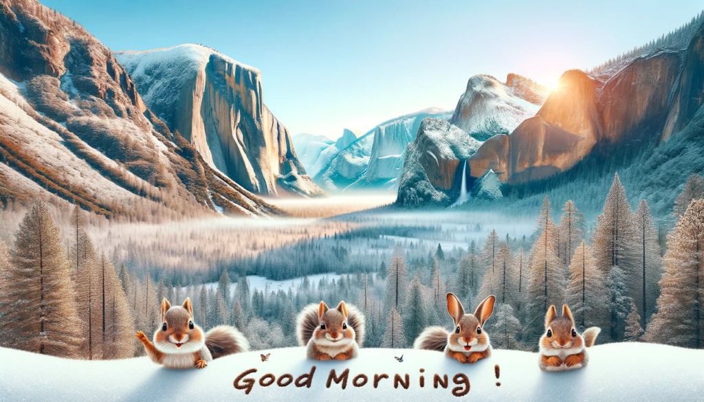 an image of the beautiful winter morning landscape of Yosemite Valley