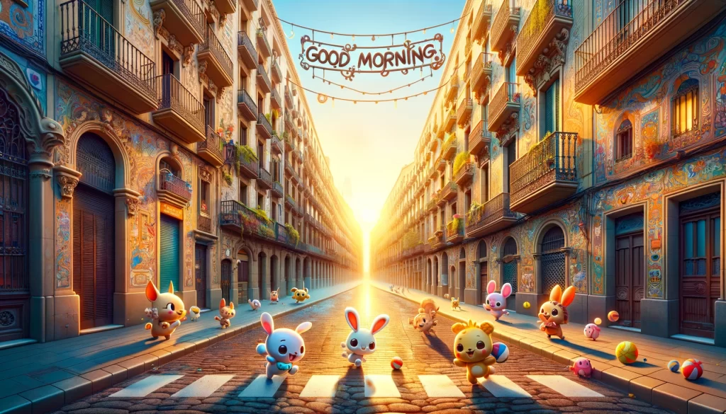 a morning image of street  in Barcelona