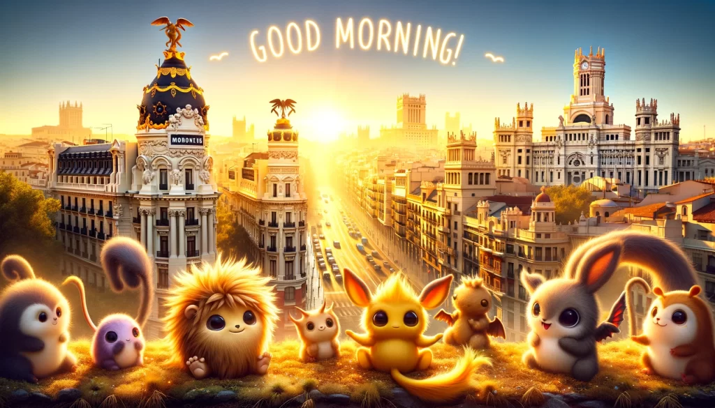 a morning landscape of central Madrid in Spain