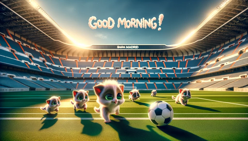 a morning scene of the soccer stadium in Madrid in Spain