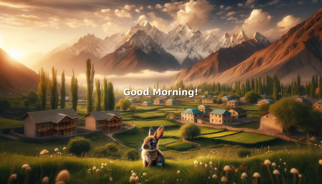 a beautiful morning landscape from Hunza village in Pakistan, with Karakorum mountains in background