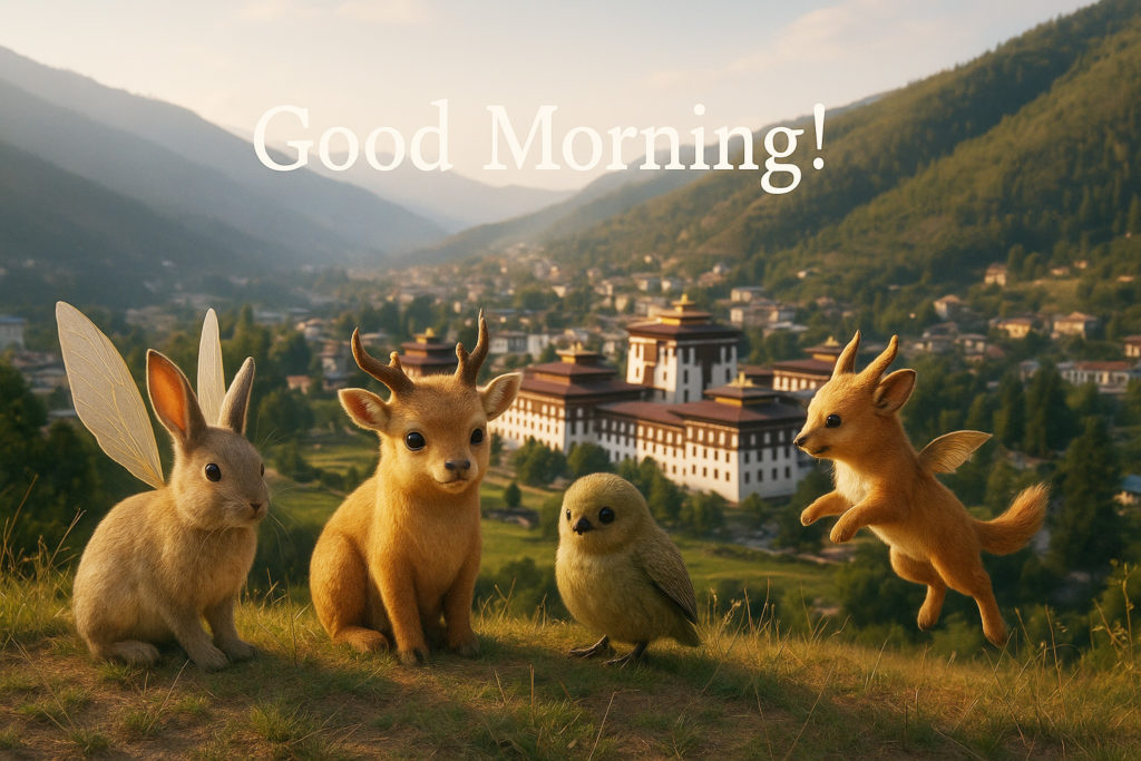 Good Morning!
ブータンの首都ティンプーにて